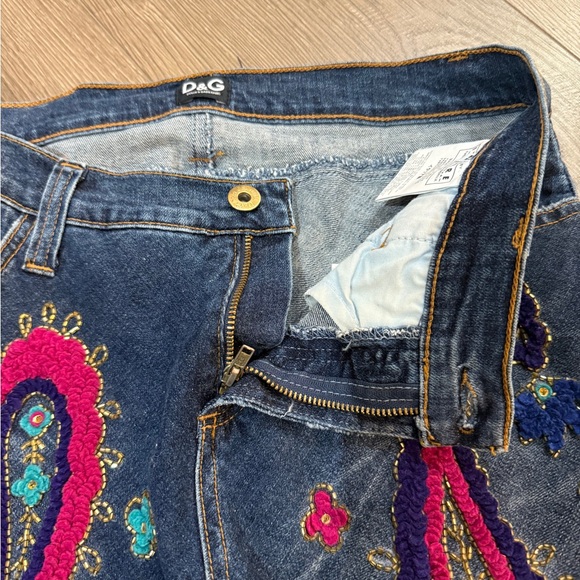 D&G Denim Skirt with Colorful Embroidery - Picture 2 of 5